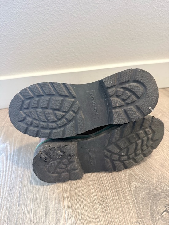 John Deere Brown Kids Pull-On Cowboy Boots with Green Outsole - Picture 6 of 10